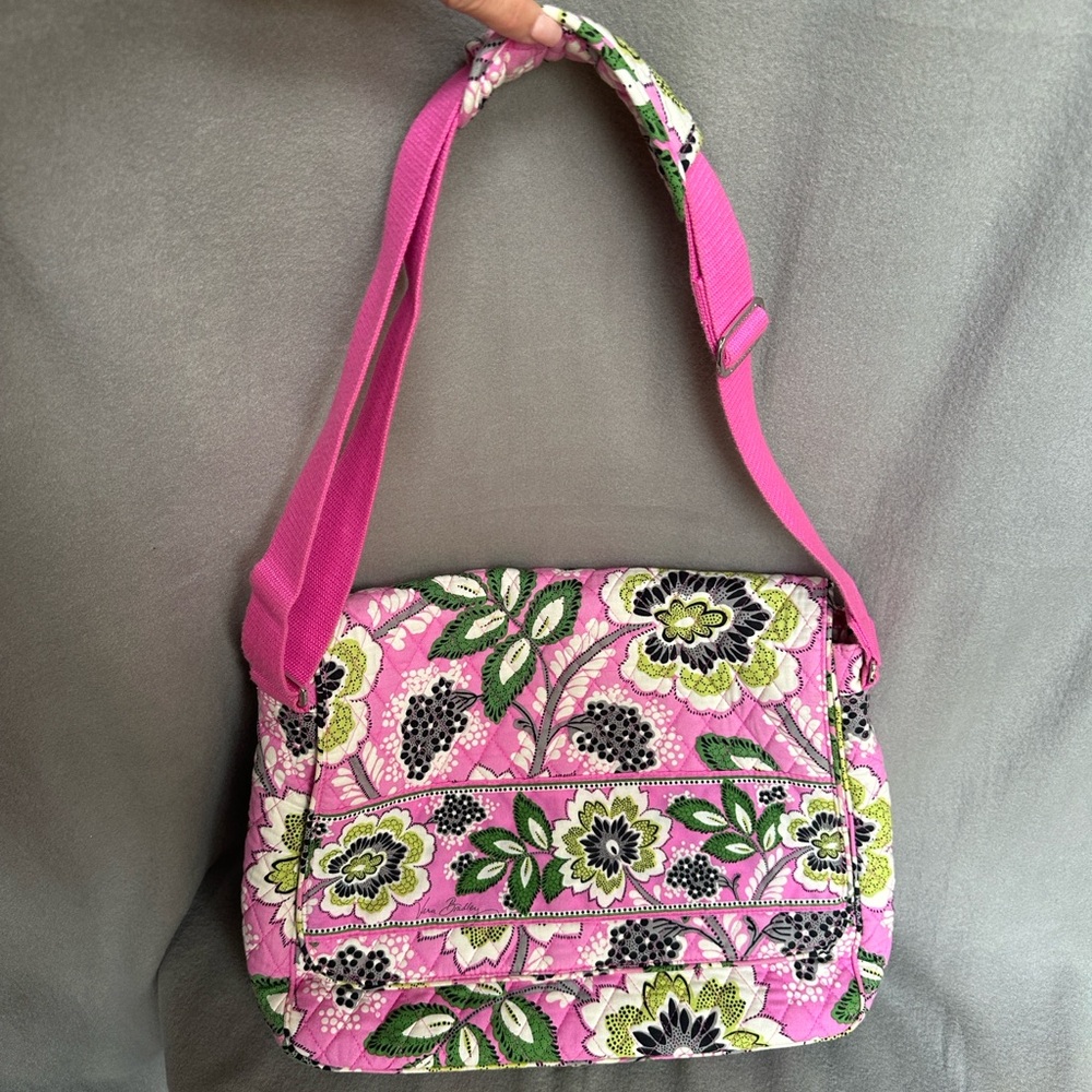 Vera Bradley Priscilla Pink Messenger Crossbody Laptop Travel Bag